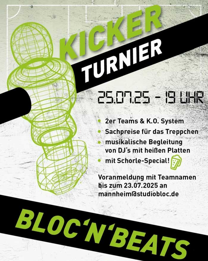 Kicker Turnier / 25.07.2025 um 19:00 Uhr / Klick "Mehr Info"